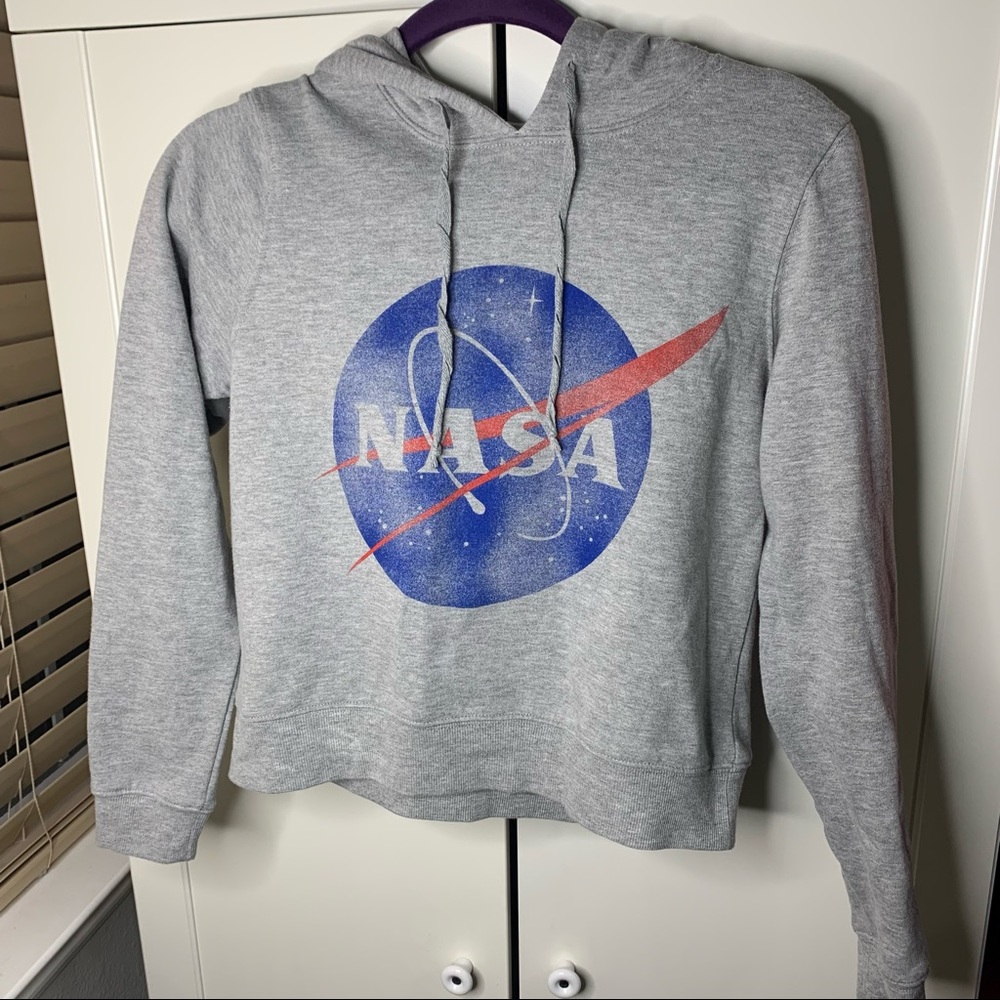 Mighty Fine Distressed NASA Graphic Hoodie Sweatshirt